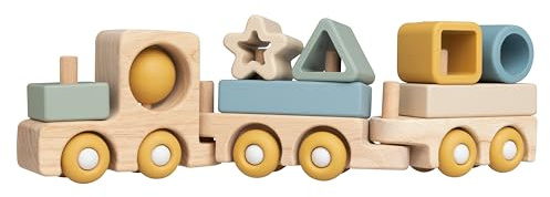 Baby's Only - Holzzug Swirl - Spielzeug für Jungen und Mädchen - Motorikspielzeug Baby - Hochwertigem Holzspielzeug - Ab 6 Monaten