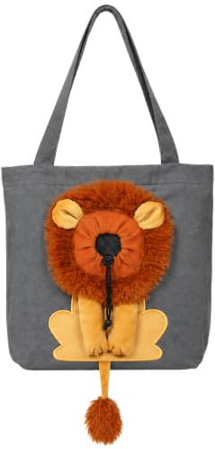 Borsa per gatti LUTAKU, leone cartoon, borsa per animali domestici, portatile, per cani e gatti di piccola taglia, pieghevole, multicolore, taglia unica (grigio)