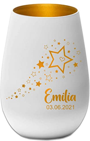 Photophore en Verre personnalisé - Lumière de réconfort - Enfants étoiles - Parents en deuil - Cadeau commémoratif avec nom et Date - Lanterne -
