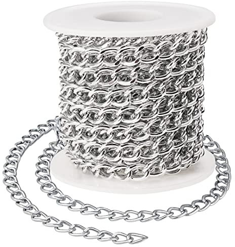 5M/Rotolo Catena Maglie Rocchetto, Catene Alluminio per Bigiotteria, Catena Maglie con Rocchetto, Catena Maglie in Alluminio Non Saldate, per la Creazione di Gioielli, Lavori di Fai da Te