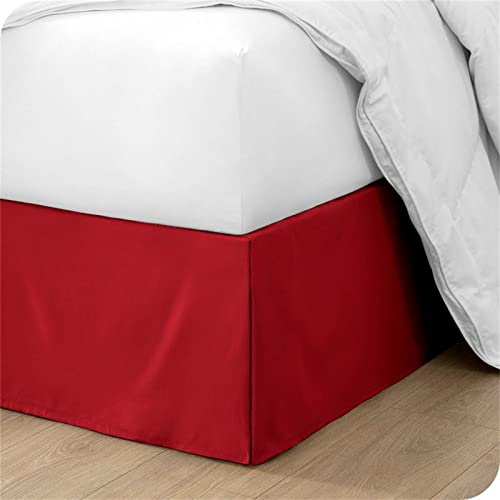 OMIREL Rivestimento per Giroletto Matrimoniale Vestiletto Matrimoniale Coprirete Singolo Gonna da Letto Plissettata in Poliestere Mantovana Giroletto,Rosso,90 * 200+35cm