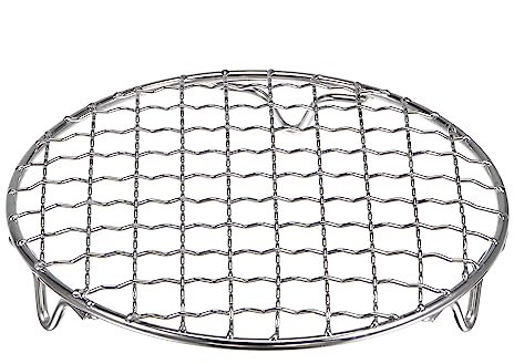 sourcing map Rejilla de Cocción Redonda, Parrilla de Red de Alambre Cruzado de Acero Inoxidable 6, Rejilla de Enfriamiento, Parrilla para Hornear con Patas, Rejilla para Cocinar Barbacoa