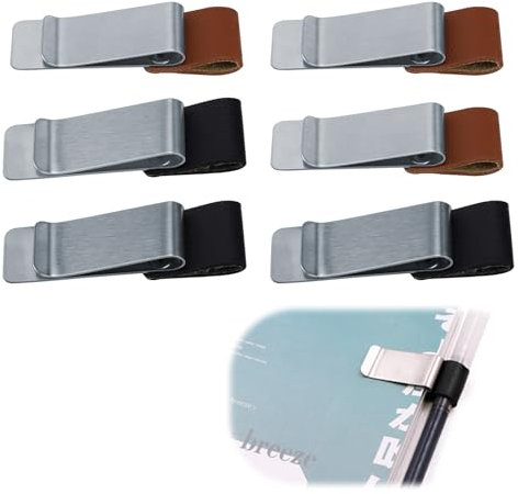 6 Stück Stifthalter Notizbuch, TIANLIN Retro Stiftschlaufe, Pen Holder, Ordner Zubehör, Stiftschlaufe Selbstklebend, für Notizbuch Kalender Zeitschriften