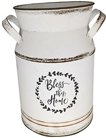 RORPOIR Vintage White Country-style Flower Vase and Bouquet Pot, Large 20x31cm Ceramic Floral Centerpiece, Idyllic Home Ornament for Table Decoration and Wedding Flower Holder