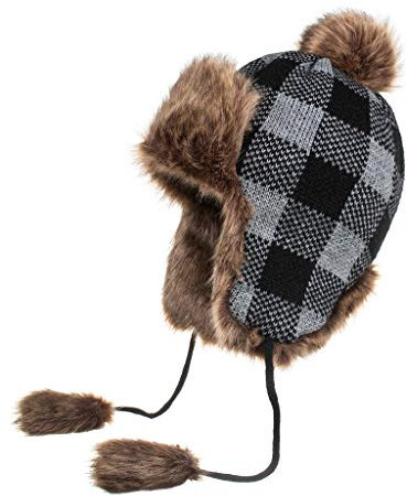 AMhomely Bombermütze für Damen, Wintermütze mit Kunstbommel, Trooper-Kappen mit Ohrenklappen, Uschanka-Hut, winddicht, warm, dick, Schnee, Skifahren, Radfahren, Jagd, Fliegermütze, Fischermütze, 01