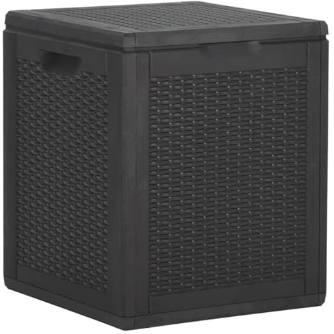 Mengtu Garten Aufbewahrungsbox Kissenbox Auflagenbox Gartenbox Gartentruhe Wetterfest Kissentruhe Aufbewahrungstruhe für Balkon Garten 90 L Schwarz Rattan-Optik Gartenmöbel