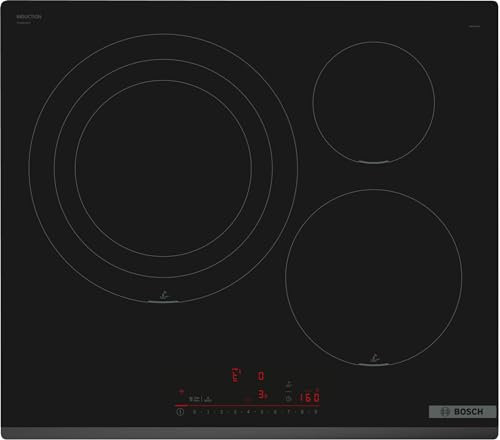 BOSCH - Piastra a induzione, 60 cm, Serie 6, 3 Zone di cottura, Elettronica DirectSelect, PerfectFry Plus, Home Connect, Nero, PID631HC1E