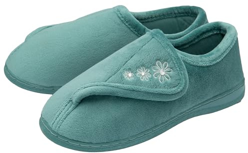 NorthSole Ladies Womens Slippers Slip On Hook & Loop - Teal - UK 6