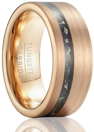 SOXEMAN Klassiskt retromode män volframkarbid ring dam bred 8 mm matt borstad inlagd imitation meteoritring