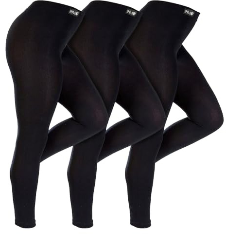 THMO 3 Pack Girls Thermal Leggings Insulated Thick Winter Leggings | Breathable Ribbed Fleece Leggings (9-10 Years, Black)