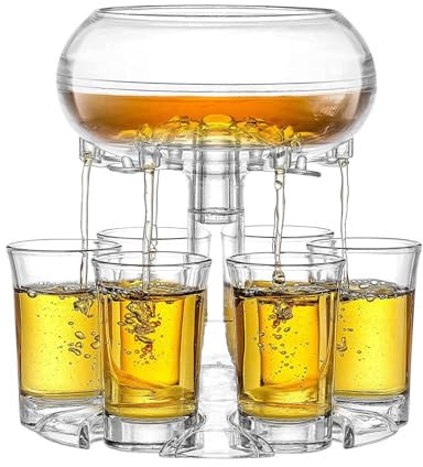 Juego de barman para fiestas, dispensador acrílico de cristal sintético, dispensador de chupitos con 6 vasos para té, jugo, café, cerveza