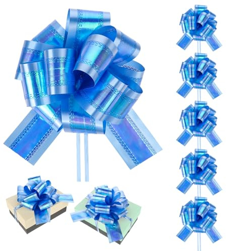 Giantree Große Geschenkschleife, 15cm Schleife für Autodekoration, Hochzeit, Neuhaus, Party, Geschenkschleife, Tüten, 6 Stück (Blau)