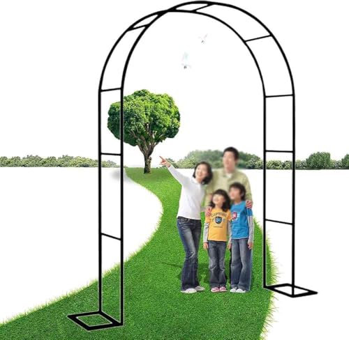 MISKYN Rosenbogen Hochzeitsbogen Gartenbogen Rankhilfe Torbogen Pergola Aus Metall Stabil Wetterfest 180Cm 160Cm 140Cm 120Cm Breit Rosenbogen Aus Edelstahl,Schwarz,W3M*H2.2M