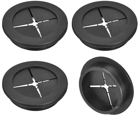 QUARKZMAN 4 st gummiskrivbord kabelgenomföring 5 tum (50 mm) kabelhålsskydd för kontorsskrivbord kabelorganisatör svart