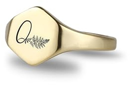 ANEMONE JEWELRY 14k Gold Initialen Siegelring - Gravierte Name Ring - Perfekt für Sie - Sechseck Geformt Ring