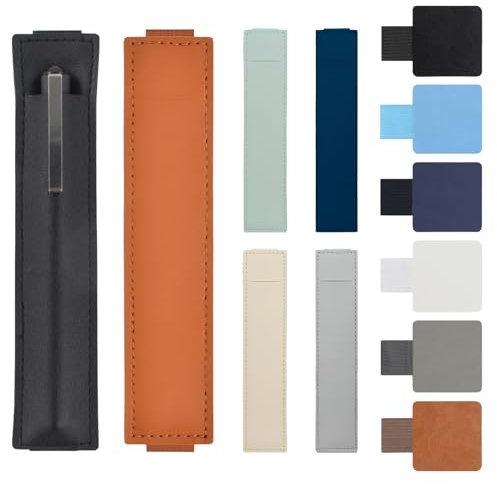 OT-NVWOZR 6 Stück Elastic Band Stifthalter Notizbuch mit 6 Stück Pen Loop Halter Büromaterial, PU-Lede abnehmbare Stiftetasche für Notebooks buch tagebuch Kalender iPad Schule Büro