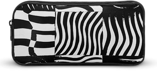 QWJKM Federmäppchen für Männer und Frauen, Op Art Squares Federmäppchen, tragbares Federmäppchen, personalisierter Stifthalter, ästhetisches Stifteetui, Stiftebox, Schreibtisch-Organizer für Büro,