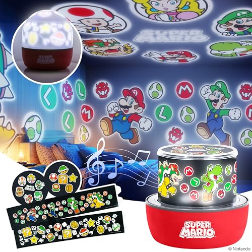 Paladone Super Mario Projection Light - Officially Licensed Nintendo Projector Lamp with Interchangeable Scenes and Mood Lighting, 3 Light Modes, Gaming Room Decor