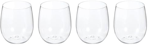 sourcing map 4 bicchieri da vino in PET da 350 ml con bicchieri trasparenti senza stelo per bicchieri da vino rosso bianco per compleanni, matrimoni, festa del papà, addio al celibato