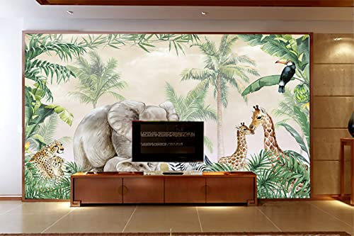 Nueva Planta De Safari De Animales De La Selva Niños Papel Pintado 3D De Dibujos Animados Decoración De L Decoración Fotomural Dormitorio Sala De Estar Pared Pintado Papel Tapiz No Tejido-430cm×300cm