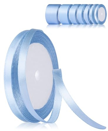 Fyshird Geschenkband Blau 6mm x 22m Schleifenband Hochzeit Satinband Hellblau Polyester Bänder zum Basteln Dekoband für Geburtstag DIY Geschenkverpackung