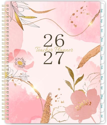 Teacher Planner 2026-2027 - A4 Week to View Teacher Planner | Academic Diary from Aug. 2026 to Jul. 2027, A4 Lesson Plan Book for Teacher, 21×28 cm, Pink