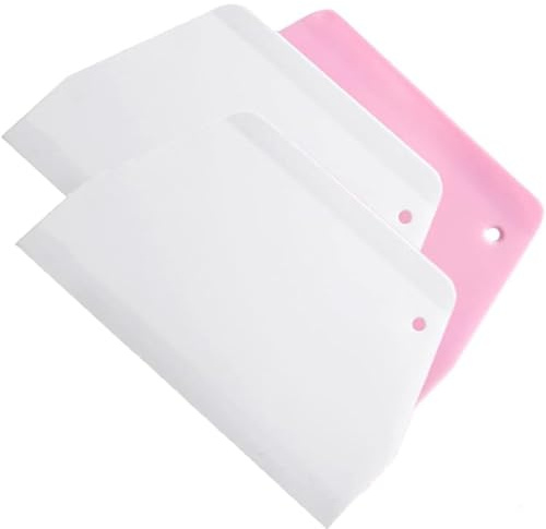 2 PCS Dough Scraper & Dough Cutter Set - Small White & Pink Trapezoid Bread Scraper Tool for Baking, Pizza, Pastries, Cake Decorating & Dough Handling