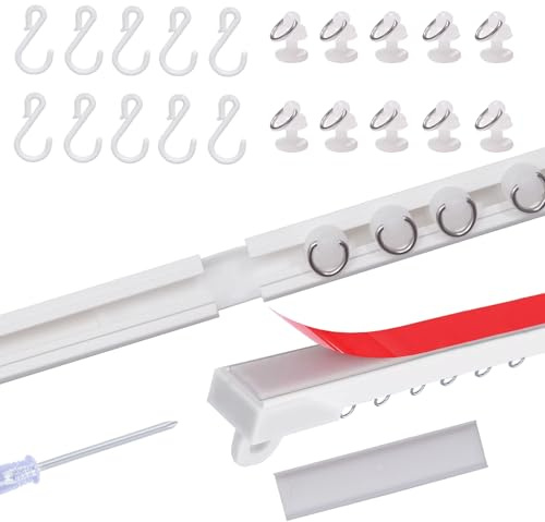 Riel de cortina autoadhesivo, sin daños, barra de cortina adhesiva, rieles de cortina fáciles de instalar (200 cm)