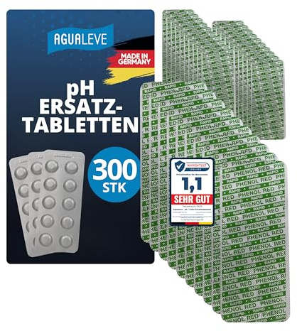 AGUALEVE® 300 pH-Wert (Phenol red) Rapid Pool Testtabletten | für Poolwasser-Schütteltest | Markenqualität Made in Germany | mit gratis digitalem Poolpflegeguide