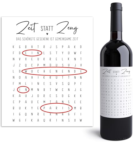 Zeit statt Zeug Gutschein Weinetiketten personalisiert GutscheinGeschenkgutschein zum Geburtstag Flaschenetiketten Geburtstagsgutschein Geschenk Wein Etiketten 2 Stk. | 10x12 cm