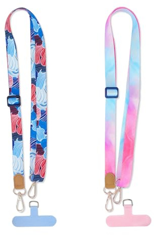 2 piezas correas para teléfono, cordón para el cuello y bandolera, compatible con bolso, llavero, correa de cámara y accesorio colgante para móvil.