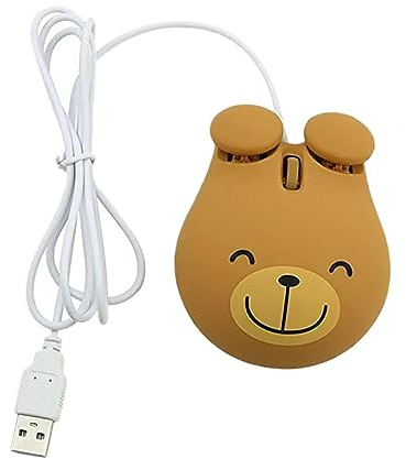 Uonlytech Souris D'ordinateur USB Muette LED, Souris USB Ergonomique, Style Mignon, Utilisation Maison Et Bureau, Confortable pour Joueurs, Couleur Ours Brun