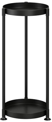 Bamworld Support à fleurs en métal moderne – Support à plantes d'intérieur, étagère à plantes minimaliste en noir, tabouret à fleurs stable servant d'escalier à fleurs sobre