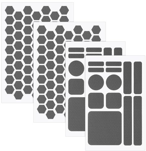 lasuroa 4pcs Phone Grip Tape, Diamond Texture Non-Slip Cell Phone Grip Stickers with Hexagon Round Square Shape Adhesive Decal Tape Stickers for Camera Cup Laptop (Gray)