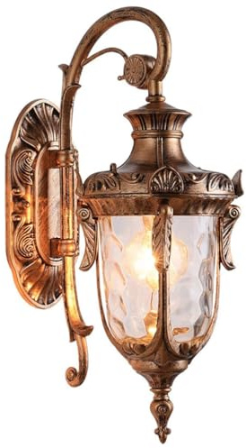 AoLa Außen Wandleuchte Vintage E27 Landhaus Bronze Wandlampe Outdoor IP65 Wasserdicht Wand Lampe Hängend Aluminium Retro Lampe mit Glasschirm für Villa Dekoration Landschaft Gartenlampe Balkon