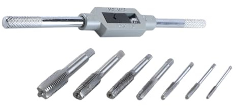 Alide 8 Pcs M3-M12 Tap Wrench Drill Set Hand Tapping Tools Metric Screw Thread Tap Twist Drill Bit Wrench Set