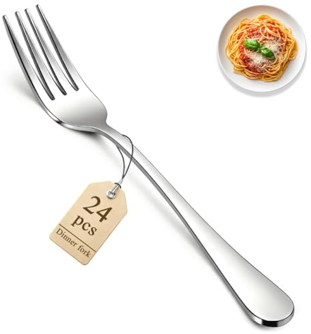 Berglander Lot de 24 fourchettes de table en acier inoxydable de 18,5 cm pour la maison, la cuisine, l'hôtel, le restaurant, passent au lave-vaisselle