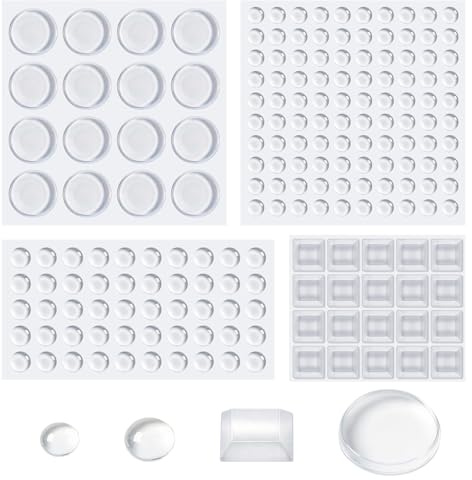 Foymlon 186 Stücke Türstopper für Wände, Elastikpuffer Transparent 4 Größen Selbstklebend Anschlagdämpfer, Möbelpuffer, Schubladen, Schranktür, Wandschutz Silikon, Anschlagdämpfer Türpuffer,Gummifüße