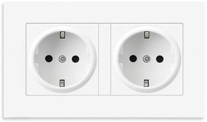 Unterputz-Doppelsteckdose 2-Fach Weiß Glänzend Mit Schuko-Steckdosen Und Kinderschutz, 16a 250v, Inkl, Geeignet Für Renovierung Und Neubau, Stoßfest Und Langlebig, 146x86mm