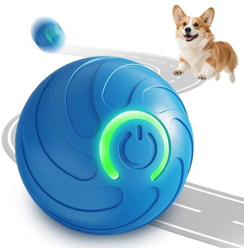 APODESS Springender Aktivierungsball für Hunde, 2026 Upgrade Interaktives Hundespielzeug Interaktiver Hundeball Elektrisch Hundespielzeug Ball mit LED für Katzen Hunde (Blau)