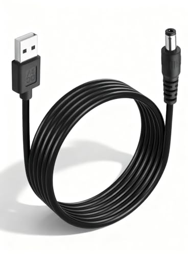 GINTOOYUN 1m/3,2FT Cavo USB a DC5521, Cavo USB 5V a DC 5V con spina DC 5,5 x 2,1mm per ventilatore, lampada da tavolo, audio Bluetooth, router wireless, altoparlanti (180 gradi)