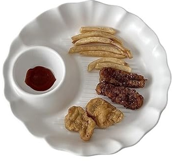 Piatto per salsa Piatto in ceramica a forma floreale con doppia griglia, stoviglie for la casa, verdure, snack, piatti for ravioli all'aceto(Bianco)