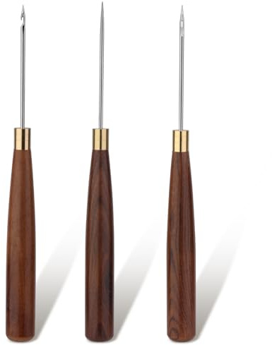 Diudus 3 Pcs Sewing Awl Tool Leather Sewing Tools Scratch Awl Tool | Hollow Hook Awls for DIY Craft Leather Punching Stitching Marking Bookbinding Shoe Repair