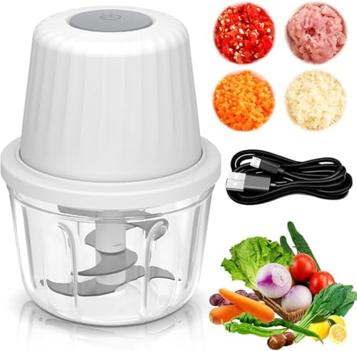 Zerkleinerer Elektrisch 400ml, Gemüsezerkleinerer Zwiebelschneider Elektrisch Multizerkleinerer, Mini-Küchenmaschine, USB Typ-C Aufladung Zwiebel Zerkleinerer für Fleisch Knoblauch Babynahrung