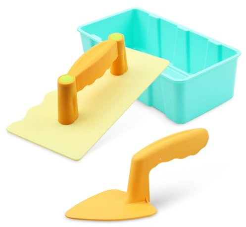 Temeemeg 3-in-1-Sandburg-Bauset mit Kordelzug, Strandsandspielzeug für Kinder mit Schaufel, Schaber und rechteckiger Form, Sandkastenspielzeug für kreatives Spielen im Freien.