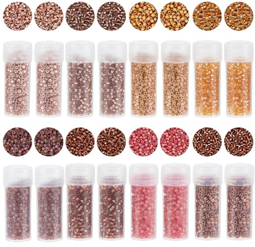 SUNNYCLUE 12/0 80G 8 Colores Cuentas de Vidrio Cilíndricas Cuenta de Semilla Uniforme 2mm Pequeñas Cristal Marrón Opaco Redondas Pony Espaciador Suelto para Fabricación de Joyería Tejido Bordado Proye