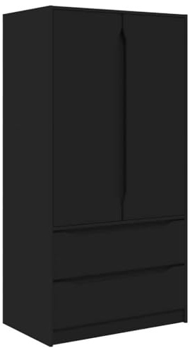 Modern Bathroom Cabinet, Matte Black, 79.5 x 49 x 156 cm, Made of Chipboard with Doors and Drawers for Lots of Storage Space in the Bathroom with Powder Coating, Depth with Guest Toilet Suitable for