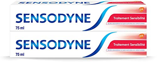 Sensodyne Dentifrice Traitement Sensibilité, Pour Protéger les Dents Sensibles, Protection Sensibilité Dentaire 24h, Lot de 2x75 ml