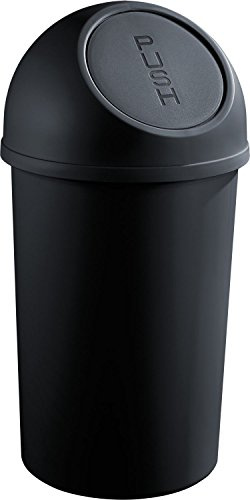 Helit H2401395 - Push-Abfallbehälter „the flip“ 45 L schwarz | Mülleimer mit Push-Deckel für hygienische Abfallentsorgung