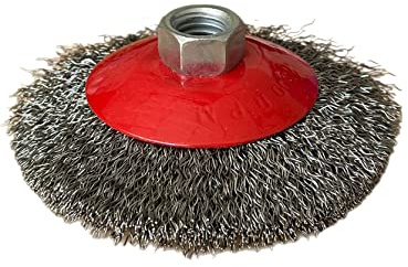 Vago-Tools 1 x Kegelbürste Drahtbürste 125 mm M14 Stahlbürste, Stahldraht, Gewinde M14 x 2,0, Drahtstärke 0,35 mm, Grob, 1 stück